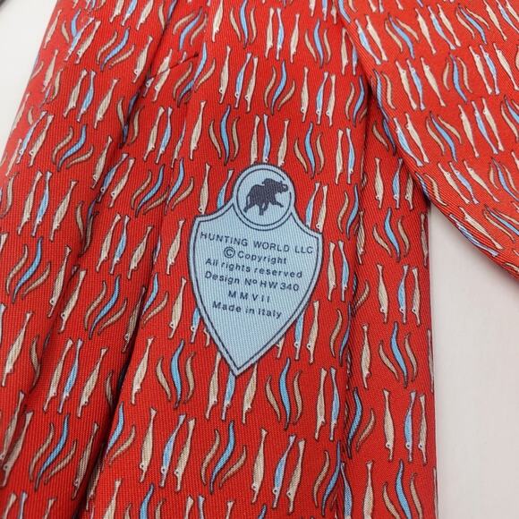 Hunting World 2 Pack Vintage Silk Ties 1 Red and 1 Tan New with tags - Picture 5 of 10
